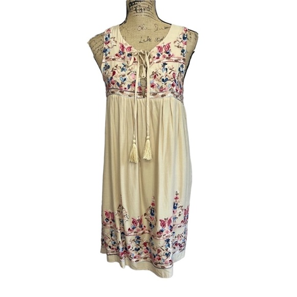 ODDY Boho Embroidered Tie Front Babydoll Dress - Picture 2 of 10